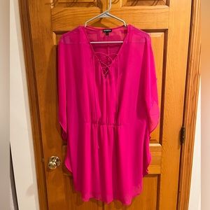 Express Hot Pink Chiffon Dress w Slip - M